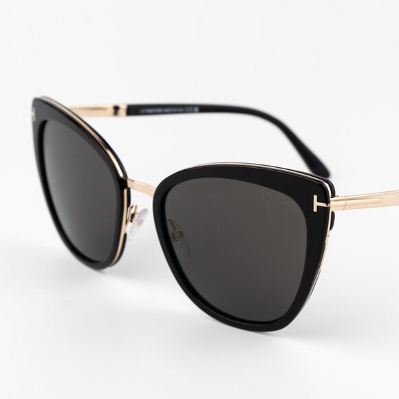 Tom Ford SIMONA Women Sunglasses Black Gold Smoke Semi Cat Eye FT0717 01A NEW - Picture 4 of 11
